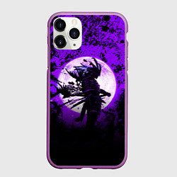 Чехол iPhone 11 Pro матовый Самурай при луне, цвет: 3D-фиолетовый