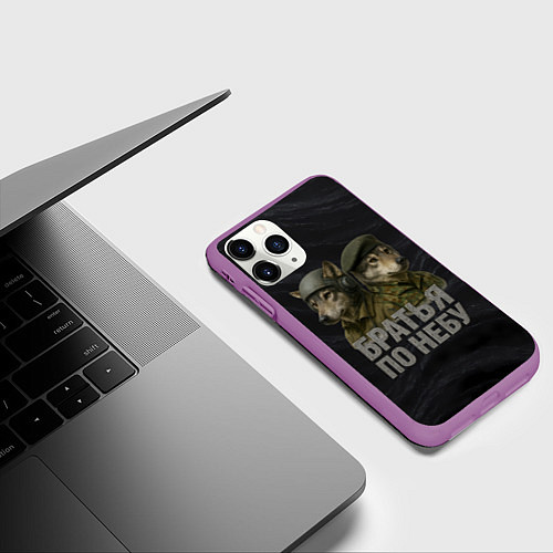 Чехол iPhone 11 Pro матовый Братья по небу ВДВ волки / 3D-Фиолетовый – фото 3