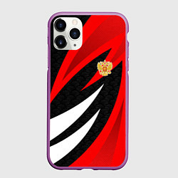 Чехол iPhone 11 Pro матовый Россия - красный спорт, цвет: 3D-фиолетовый