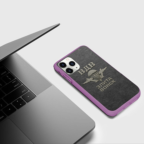 Чехол iPhone 11 Pro матовый ВДВ - элита войск / 3D-Фиолетовый – фото 3