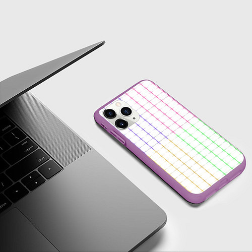 Чехол iPhone 11 Pro матовый Color white multicolored stripes / 3D-Фиолетовый – фото 3