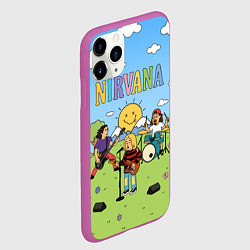 Чехол iPhone 11 Pro матовый Nirvana мультяшный стиль на поляне, цвет: 3D-фиолетовый — фото 2
