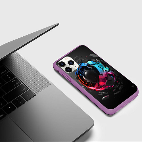 Чехол iPhone 11 Pro матовый Abstract graphics / 3D-Фиолетовый – фото 3