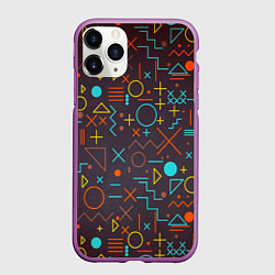 Чехол iPhone 11 Pro матовый Different shapes of geometry, цвет: 3D-фиолетовый