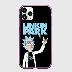 Чехол iPhone 11 Pro матовый Linkin Park и Рик Санчес из Рик и Морти, цвет: 3D-фиолетовый