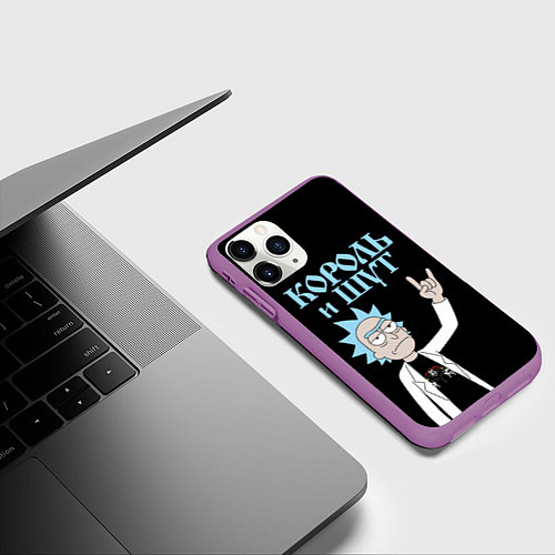 Чехол iPhone 11 Pro матовый Король и Шут и Рик Санчес из Рик и Морти / 3D-Фиолетовый – фото 3