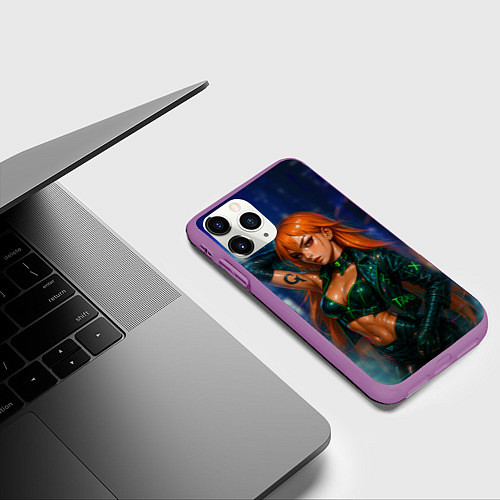 Чехол iPhone 11 Pro матовый Нами киберпанк реализм / 3D-Фиолетовый – фото 3