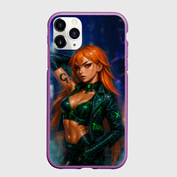 Чехол iPhone 11 Pro матовый Нами киберпанк реализм, цвет: 3D-фиолетовый
