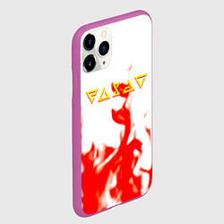 Чехол iPhone 11 Pro матовый Ведьмак огонь лого, цвет: 3D-фиолетовый — фото 2