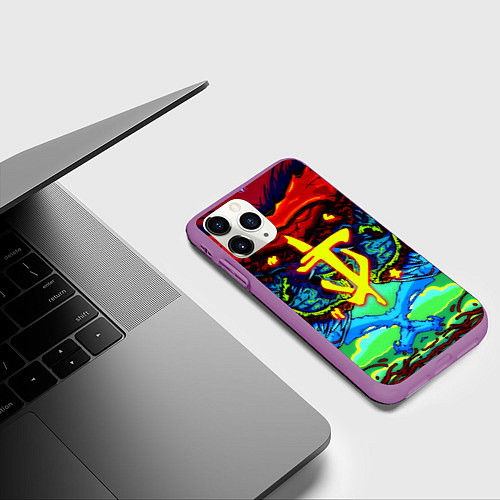 Чехол iPhone 11 Pro матовый Doom hyper monster / 3D-Фиолетовый – фото 3