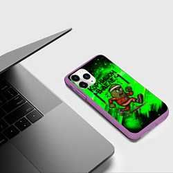Чехол iPhone 11 Pro матовый Корнишон в деле - спортсмен, цвет: 3D-фиолетовый — фото 2