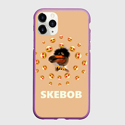 Чехол iPhone 11 Pro матовый Мем скебоб и смайлики, цвет: 3D-фиолетовый