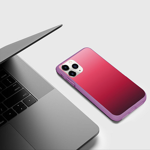 Чехол iPhone 11 Pro матовый Градиент гранатовый / 3D-Фиолетовый – фото 3