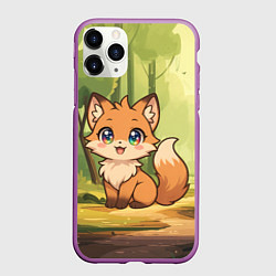 Чехол iPhone 11 Pro матовый Кавайная лисичка - аниме, цвет: 3D-фиолетовый