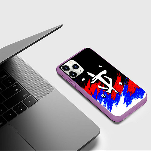 Чехол iPhone 11 Pro матовый Doom триколор краски / 3D-Фиолетовый – фото 3