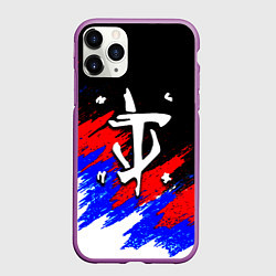 Чехол iPhone 11 Pro матовый Doom триколор краски, цвет: 3D-фиолетовый