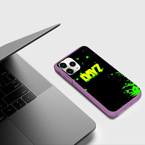 Чехол iPhone 11 Pro матовый Dayz кислотное краски логотип / 3D-Фиолетовый – фото 3