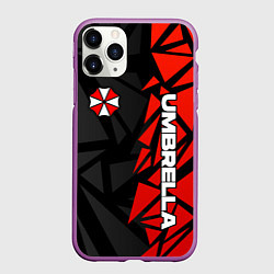 Чехол iPhone 11 Pro матовый Umbrella corp - красные фрагменты, цвет: 3D-фиолетовый