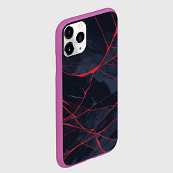 Чехол iPhone 11 Pro матовый Мраморные узоры из переплетений красных линий, цвет: 3D-фиолетовый — фото 2