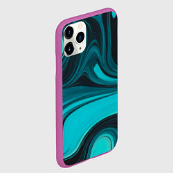 Чехол iPhone 11 Pro матовый Мраморный малахитовый узор из изумрудных разводов, цвет: 3D-фиолетовый — фото 2