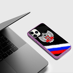 Чехол iPhone 11 Pro матовый Федерация бокса - триколор, цвет: 3D-фиолетовый — фото 2