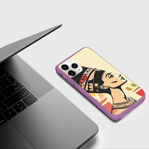 Чехол iPhone 11 Pro матовый Нефертити / 3D-Фиолетовый – фото 3