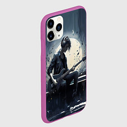 Чехол iPhone 11 Pro матовый Играющий на гитаре в свете Луны музыкант, цвет: 3D-фиолетовый — фото 2