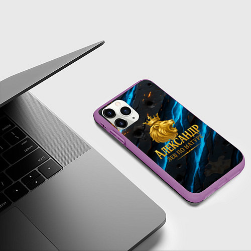 Чехол iPhone 11 Pro матовый Александр лев по натуре / 3D-Фиолетовый – фото 3