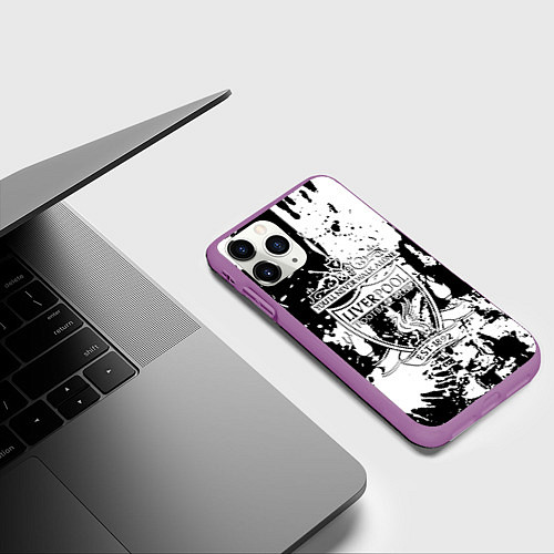 Чехол iPhone 11 Pro матовый Liverpool краски текстура / 3D-Фиолетовый – фото 3