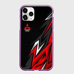 Чехол iPhone 11 Pro матовый Митсубиси - спортивный красный, цвет: 3D-фиолетовый