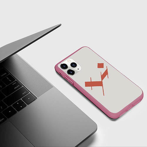 Чехол iPhone 11 Pro матовый Три буквы: красные / 3D-Малиновый – фото 3