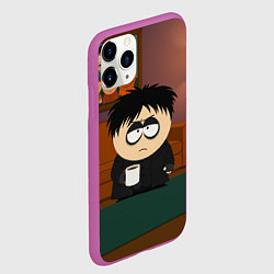 Чехол iPhone 11 Pro матовый Эрик Картман гот с кофе, цвет: 3D-фиолетовый — фото 2