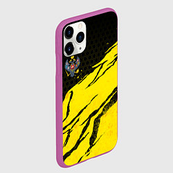 Чехол iPhone 11 Pro матовый Российская империя - Желтые потертости, цвет: 3D-фиолетовый — фото 2
