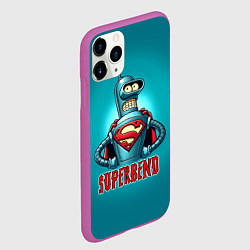 Чехол iPhone 11 Pro матовый Bender superman - collaboration, цвет: 3D-фиолетовый — фото 2