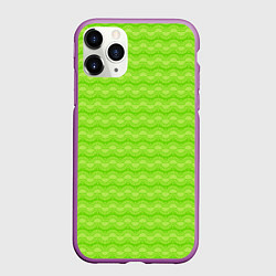 Чехол iPhone 11 Pro матовый Зеленый неоновый узор арт деко, цвет: 3D-фиолетовый