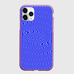 Чехол iPhone 11 Pro матовый Абстрактные синии линии, цвет: 3D-фиолетовый