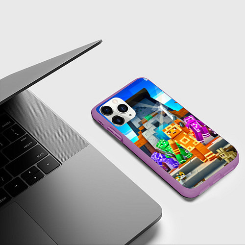 Чехол iPhone 11 Pro матовый Майнкрафт - искатели приключений / 3D-Фиолетовый – фото 3