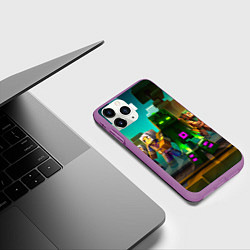 Чехол iPhone 11 Pro матовый Майнкрафт - исследование территории, цвет: 3D-фиолетовый — фото 2
