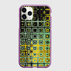 Чехол iPhone 11 Pro матовый Абстрактная зелено-черная текстура, цвет: 3D-фиолетовый
