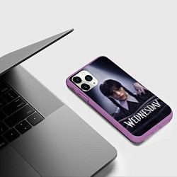 Чехол iPhone 11 Pro матовый Связаная Уэнсдэй с вещью Wednesday, цвет: 3D-фиолетовый — фото 2