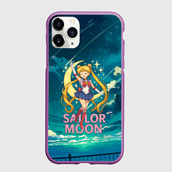 Чехол iPhone 11 Pro матовый Sailor Moon на фоне неба, цвет: 3D-фиолетовый