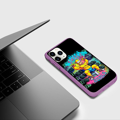 Чехол iPhone 11 Pro матовый Гомер Симпсон - цель раскачаться / 3D-Фиолетовый – фото 3