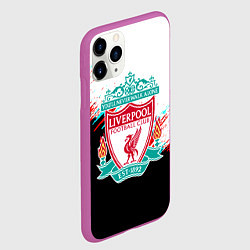 Чехол iPhone 11 Pro матовый Ливерпуль текстура глитч краски, цвет: 3D-фиолетовый — фото 2