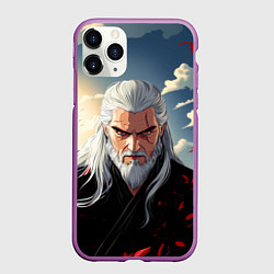 Чехол iPhone 11 Pro матовый Ведьмак стиль аниме, цвет: 3D-фиолетовый