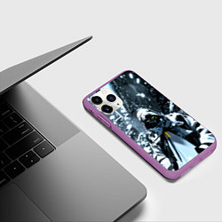 Чехол iPhone 11 Pro матовый Ассасин киберпанк, цвет: 3D-фиолетовый — фото 2