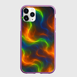 Чехол iPhone 11 Pro матовый Разноцветное пламя и дым, цвет: 3D-фиолетовый