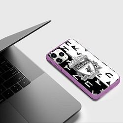 Чехол iPhone 11 Pro матовый Liverpool символы текстура, цвет: 3D-фиолетовый — фото 2