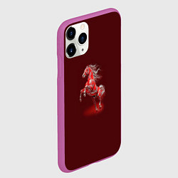 Чехол iPhone 11 Pro матовый Красная огненная лошадь символ 2026 года, цвет: 3D-фиолетовый — фото 2