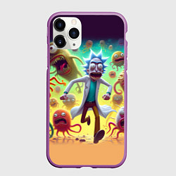 Чехол iPhone 11 Pro матовый Рик Санчес убегает от монстров, цвет: 3D-фиолетовый
