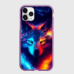 Чехол iPhone 11 Pro матовый Волк льда и пламени, цвет: 3D-фиолетовый
